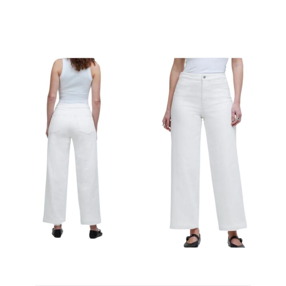NWT Madewell The Curvy Emmett Wide-Leg Jean in Tile White Welt Pocket Edition 25